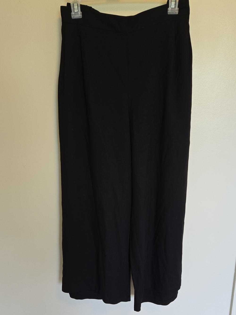 Eileen Fisher High Rise Wide Leg Pull On Pants Black XL Tencel Minimalist Office